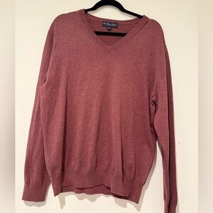 Brooks Brothers Pima Cotton V-Neck Sweater in Burgundy Sz L Classic